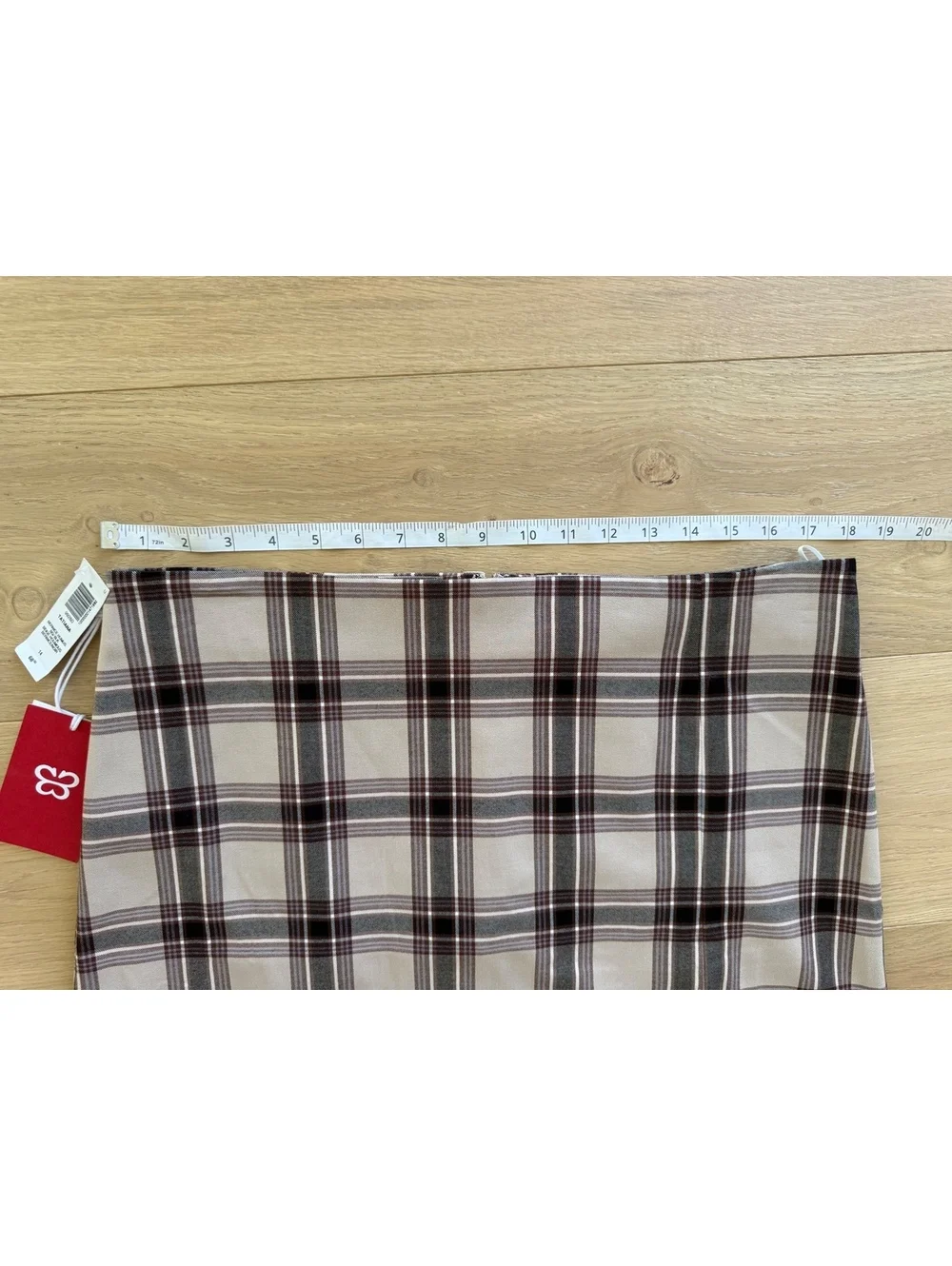 NWT Sunday Best Aritzia Tatiana Plaid Mini Skirt Size 14 Brown Beige